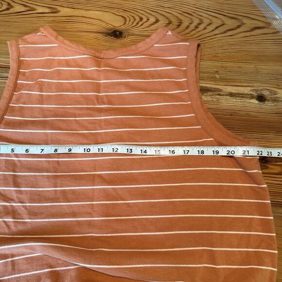 J Jill French Terry Tank Dress XL Orange Striped V-Neck Lounge Casual Vacation - Picture 10 of 12